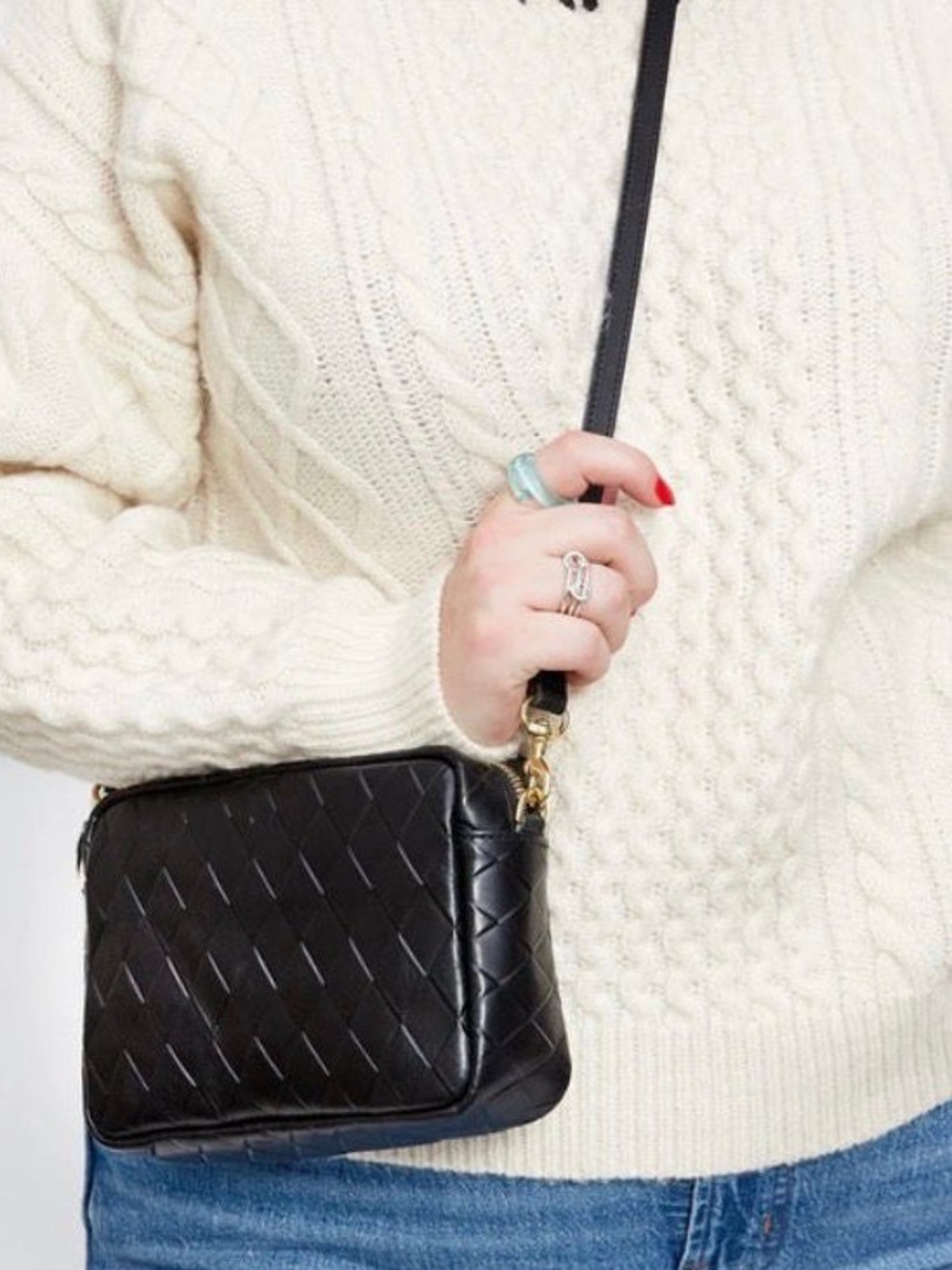 Clare V. Midi Sac Crossbody Bag in Black Diamond